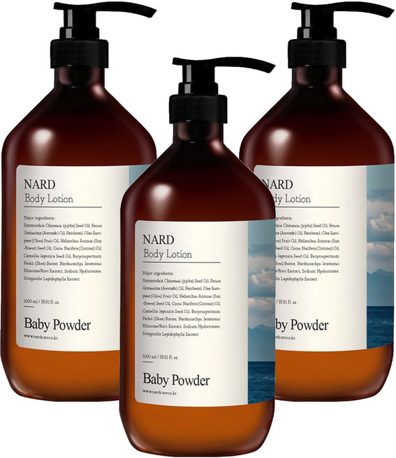 나드 부케가르니 모이스처 퍼퓸드 바디로션 베이비파우더향, 1L, 3개