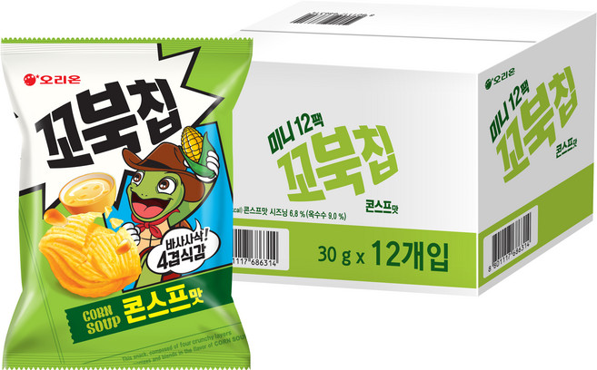 ORION 好麗友 烏龜玉米脆片 玉米濃湯風味, 30g, 12包