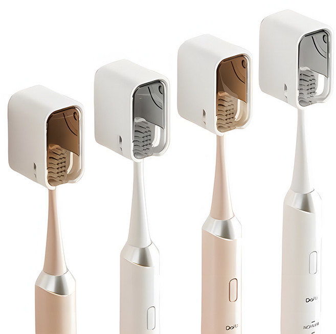 한봄누리 무타공 덮개형 먼지 방지 칫솔걸이 4p 세트, 옐로우 2p + 그레이 2p, 1세트