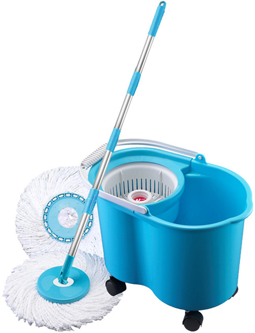 U-mop 自動回彈手壓式旋轉拖把組 桿 + 桶 + 布 2條, 1組
