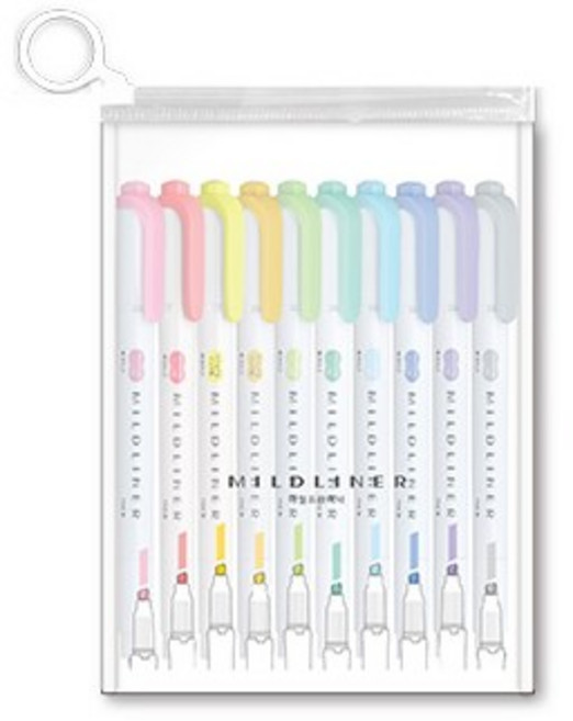 마일드라이너 수성 형광펜 10색 세트, 혼합색상, 1세트