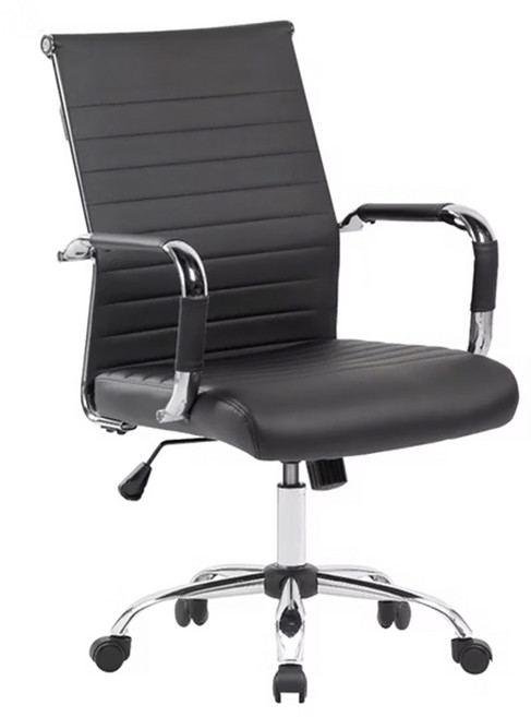 E-home 巴德中背厚坐墊扶手可調式電腦椅 MRC003A-blk 64 x 64 x 93~103cm 11kg, 黑色