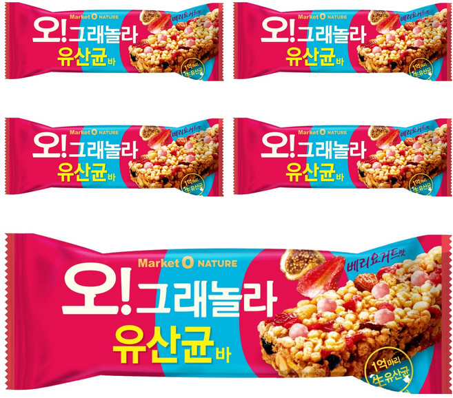 마켓오네이처 오 그래놀라 유산균바, 35g, 5개