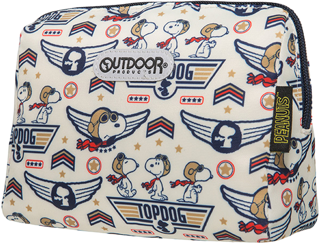 OUTDOOR PRODUCTS 史努比SNOOPY 王牌飛行員化妝包 ODP21F12BG 大(18 x 14 x 8cm), 米色, 1個