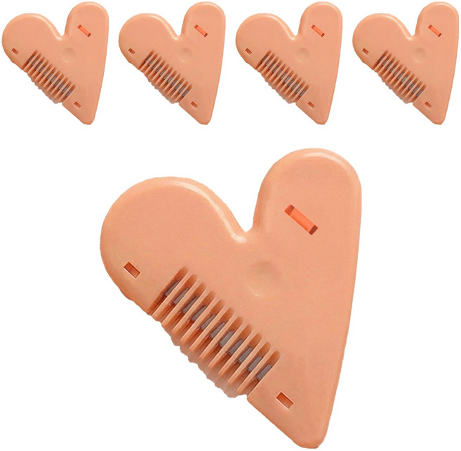 마메 언더헤어 비키니 라인 하트 커팅빗, 핑크, 5개