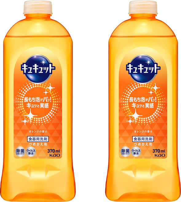 Kao 花王 Cucute 珂珂透 超濃縮洗碗凝露補充瓶 清新柑橘香, 370ml, 2瓶
