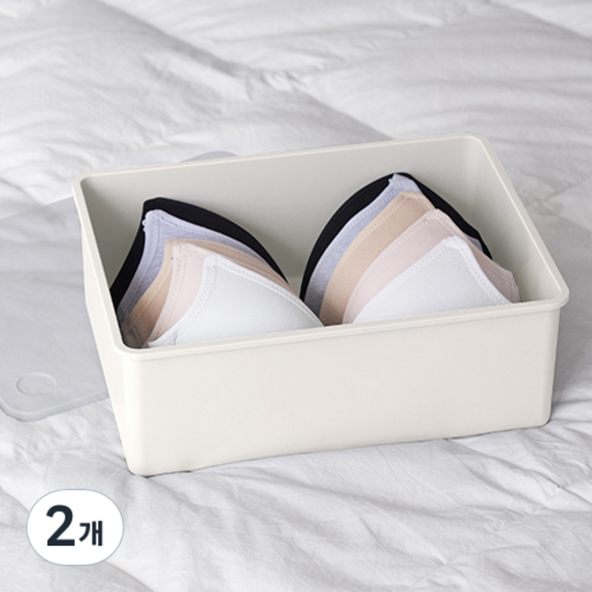 이즈리빙 칸칸칸 속옷 정리함, 아이보리 + 반투명뚜껑, 2개