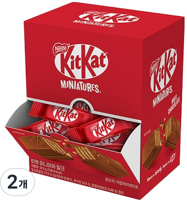 KitKat 미니어처 밀크 30p, 315g, 2개