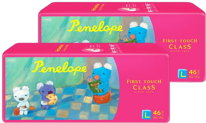 Penelope First Touch Class不易結塊褲型尿布, L, 92片
