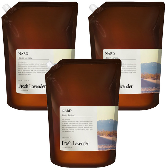 나드 모이스처 퍼퓸드 바디로션 프레쉬라벤더향 리필, 2.1L, 3개