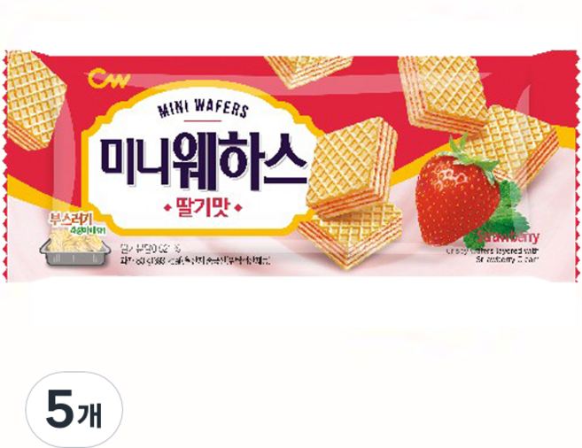 청우식품 미니웨하스 딸기맛, 80g, 5개