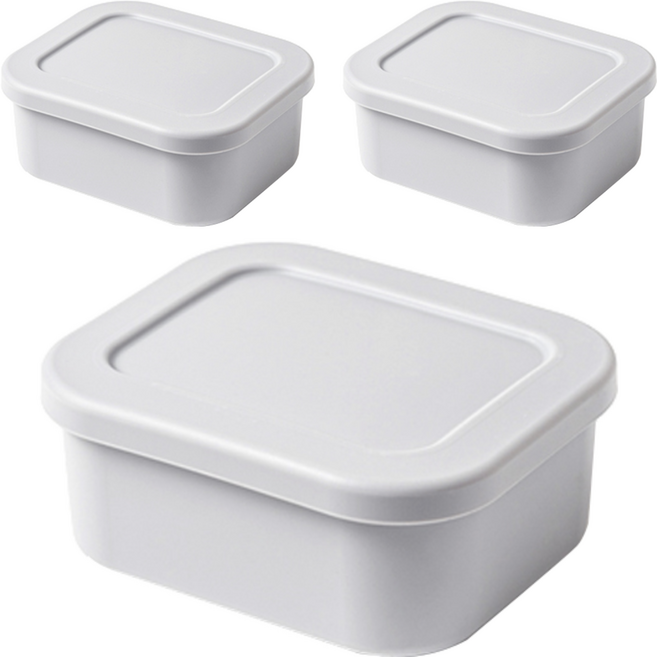 키친팩토리 파스텔 실리콘 사각 밀폐용기 그레이 300ml, 3개, 단품