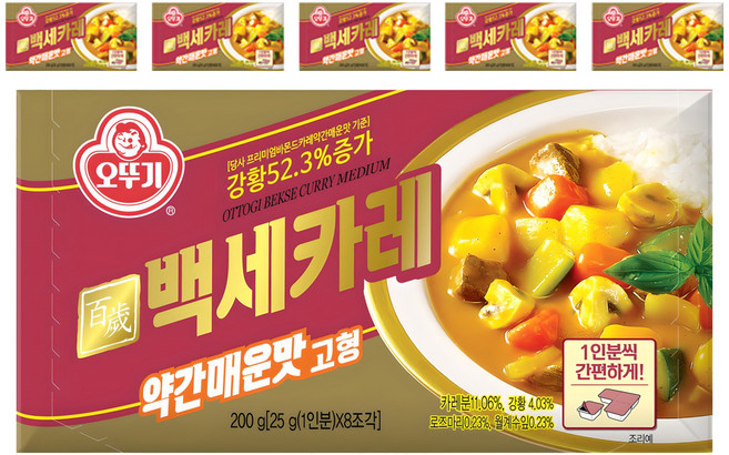 오뚜기 백세카레 고형 약간매운맛, 200g, 6개