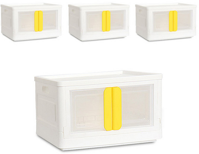 리빙선데이 국산 양문형 접이식 리빙박스, 옐로우, 56L, 4개