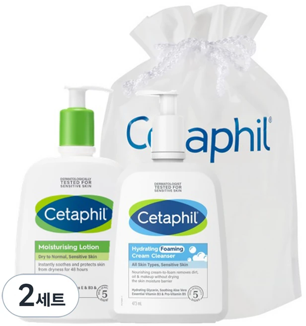 세타필 하이드레이팅 포밍클렌저 473ml + 로션 500ml + 파우치 세트, 2세트 - 쿠팡