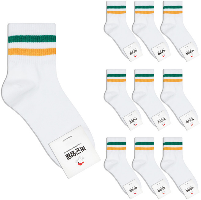 박군 여성용 2줄 카바 양말 10족 세트