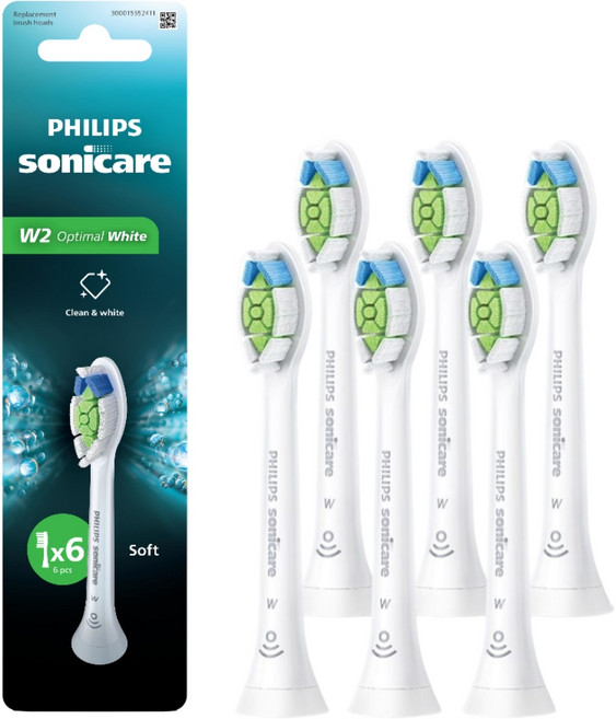 PHILIPS 飛利浦 韓國 W Optimal White 牙刷刷頭 白色 6入, HX6066/14, 1個