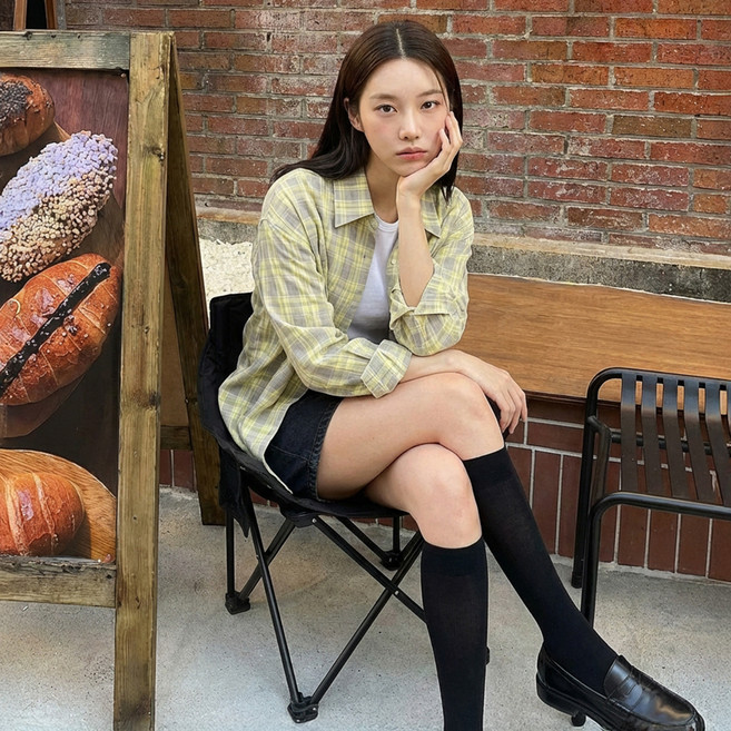 MEICHEL 女款Benzie格紋領寬鬆版型襯衫 12457