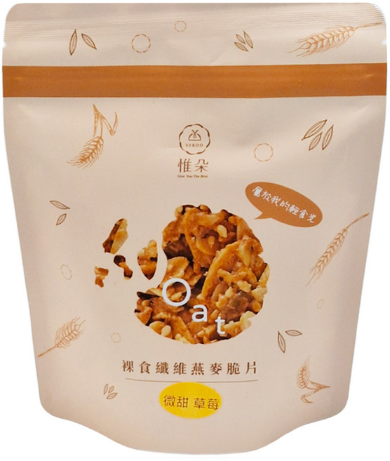 VERDO 惟朵 裸食纖維燕麥脆片 微甜草莓, 100g, 1包