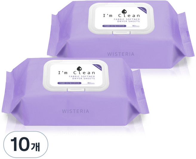 아임클린 건조기 시트 섬유유연제 위스테리아향, 80매, 10개