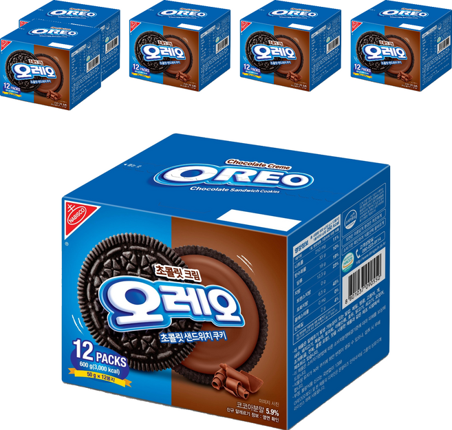 오레오 초콜릿 샌드위치 쿠키 초콜릿 크림, 600g, 6개