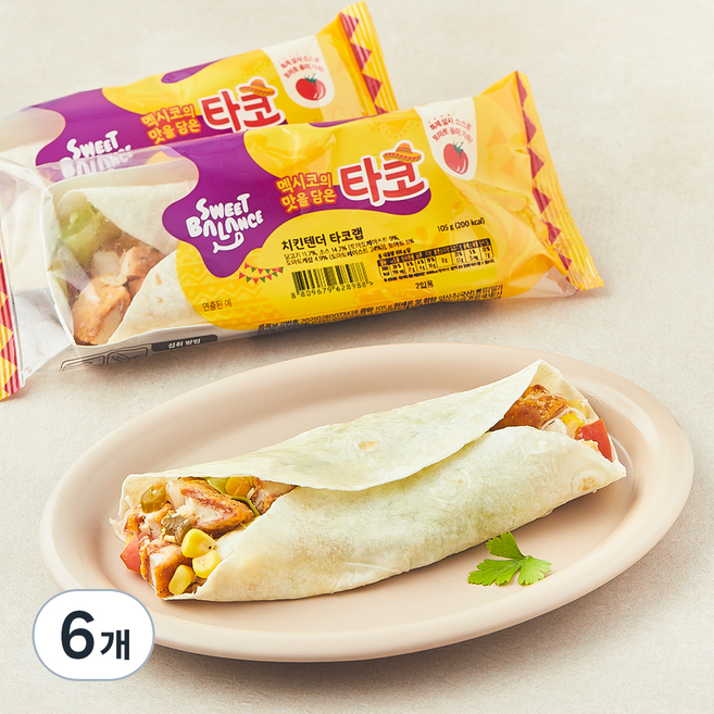 스윗밸런스 치킨텐더 타코랩, 105g, 6개