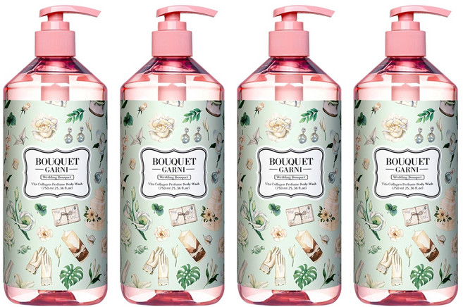 부케가르니 비타콜라겐 퍼퓸 바디워시 웨딩부케, 750ml, 4개