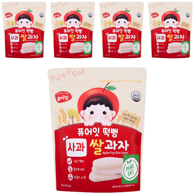 Pure Eat 幼兒米餅, 蘋果, 30g, 5包
