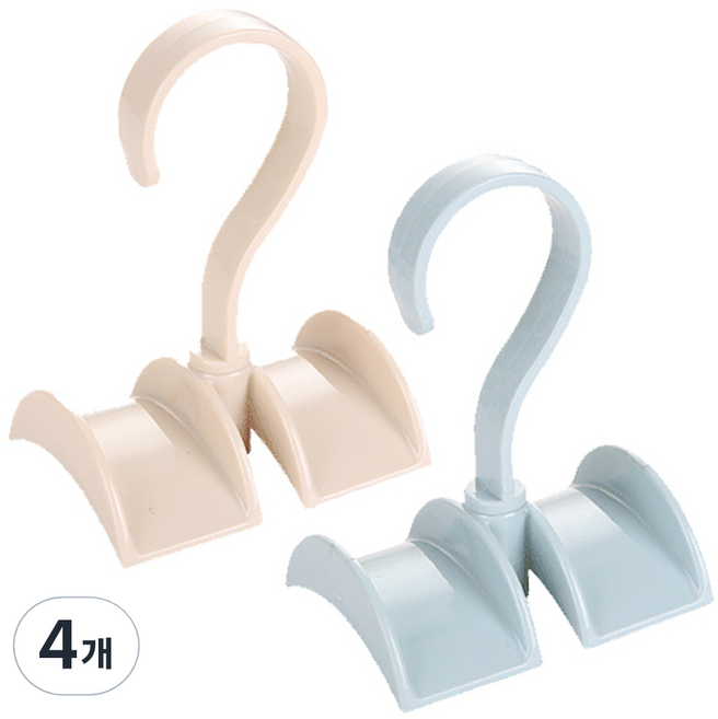 리버그린 회전식 다용도 가방정리걸이, 아이보리 + 블루, 4개