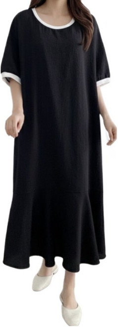 Blue Candy 荷葉邊孕婦連身裙 - 95% 聚酯纖維 5% 彈性纖維 - 韓國製造