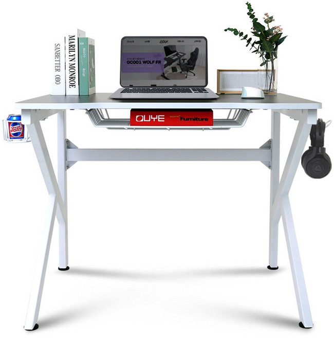 에이픽스 스토리지 1인용 컴퓨터 게이밍 데스트 GD001, 화이트