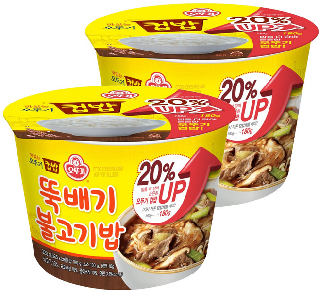 오뚜기 뚝배기 불고기밥 컵밥, 320g, 2개