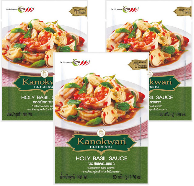 Kanokwan 打拋羅勒醬, 50g, 3包
