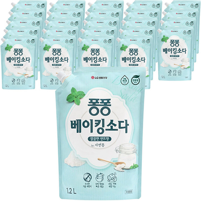 퐁퐁 베이킹소다 주방세제 깔끔한 민트향 리필형, 1.2L, 25개