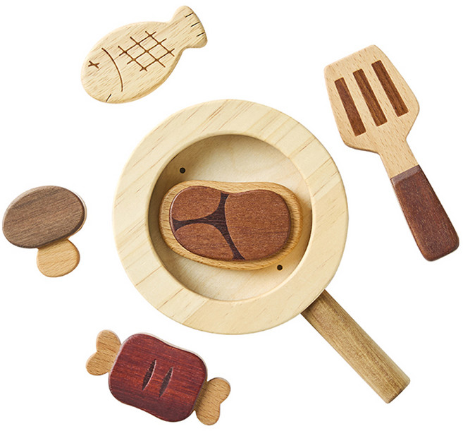 숲소리 주방놀이 원목장난감 구이세트 463g, 혼합색상, 1세트