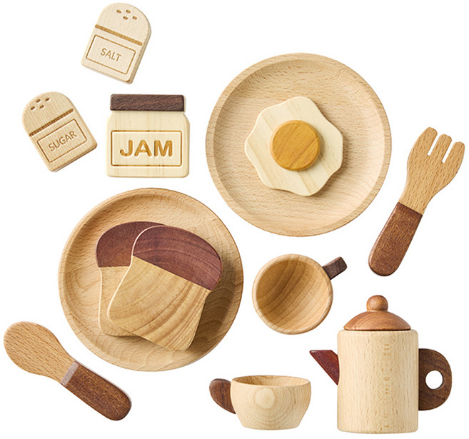 숲소리 주방놀이 원목장난감 브런치 세트 719g, 혼합색상, 1개