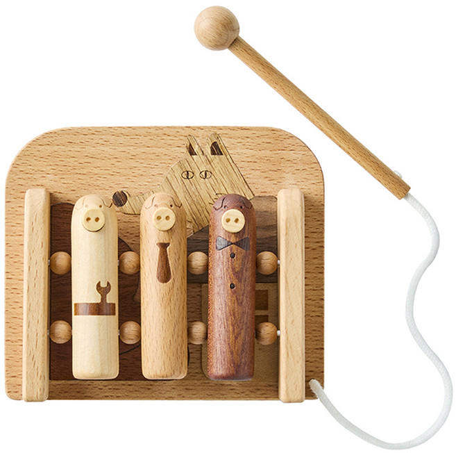 숲소리 아기돼지 삼형제 실로폰 원목장난감 악기놀이 세트, 혼합색상, 1개