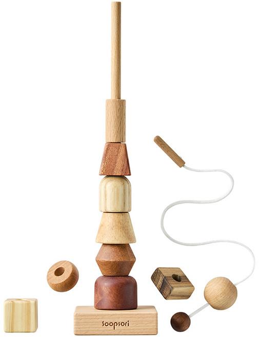 숲소리 블록실꿰기 원목장난감, 1세트