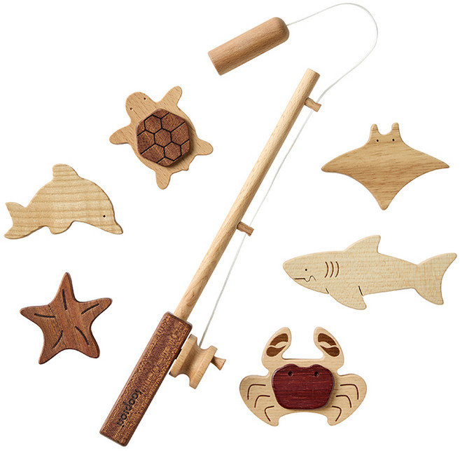 숲소리 낚시놀이 오션 원목 장난감, 혼합색상, 1세트