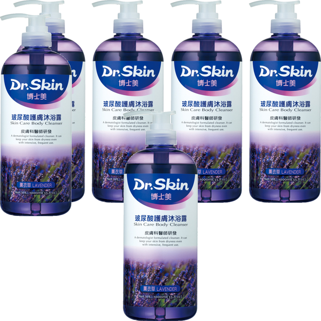 Dr.Skin 皮博士 博士美 玻尿酸護膚沐浴露 薰衣草 - 台灣製, 1L, 6瓶