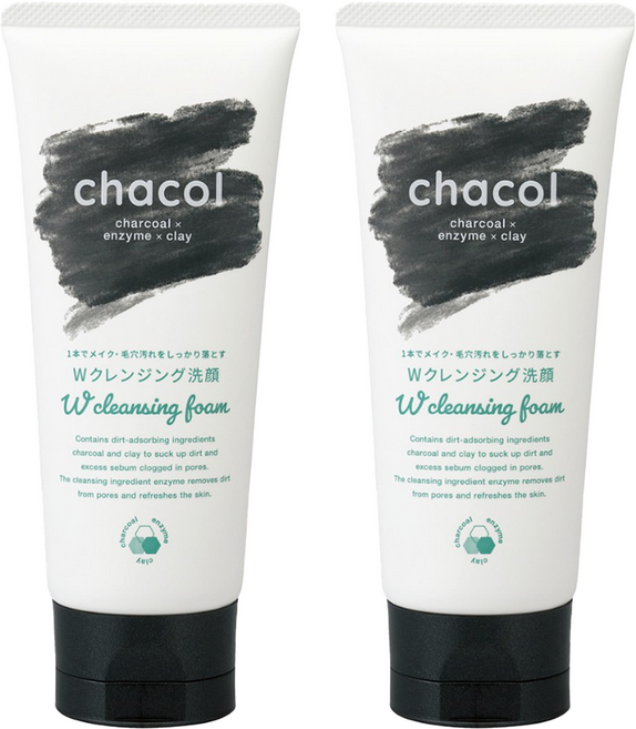 KUMANO 熊野油脂 chacol 木炭 &酵素 W 洗面乳, 130g, 2條