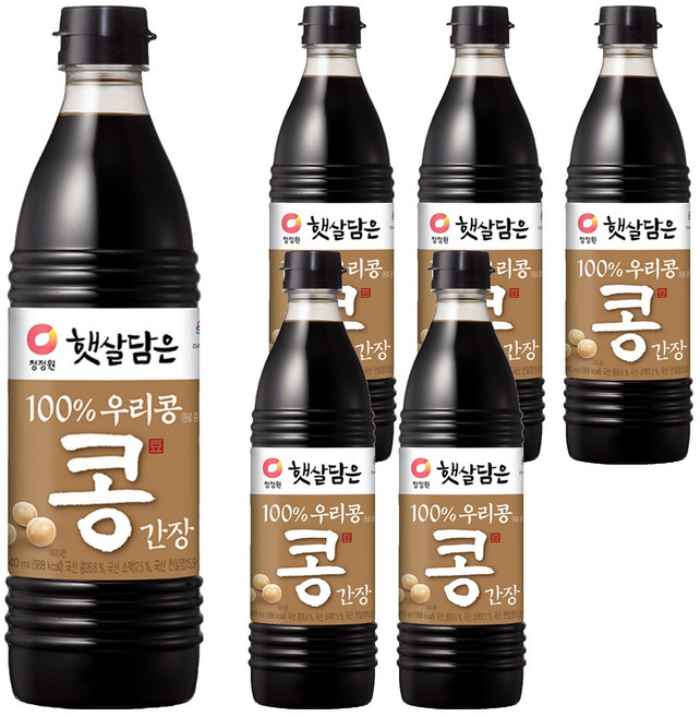 청정원 햇살담은 자연숙성 우리콩 간장, 840ml, 6개