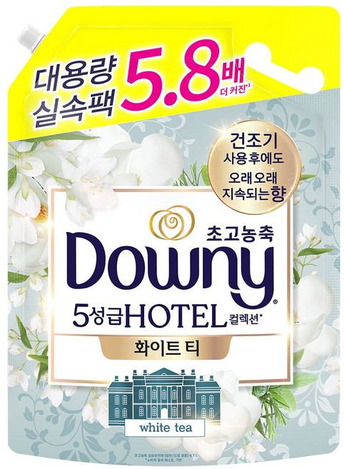 다우니 호텔 컬렉션 화이트티 초고농축 섬유유연제 리필, 4.1L, 1개