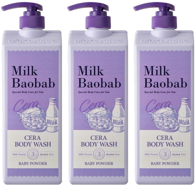 밀크바오밥 세라 바디워시 베이비파우더, 1.2L, 3개