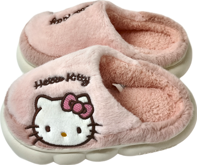 Sanrio 三麗鷗 卡通造型柔軟舒適 毛絨防滑厚底保暖包頭 室內親子拖鞋
