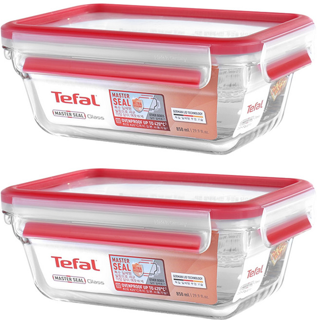 Tefal 特福 MasterSeal 新一代玻璃保鮮盒 N1040812, 容器 + 蓋子, 2個