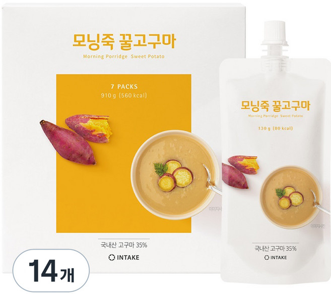 인테이크 모닝죽 꿀고구마 즉석죽, 130g, 14개