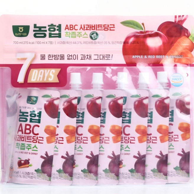 농협식품 ABC 사과 비트 당근 착즙주스, 100ml, 7개