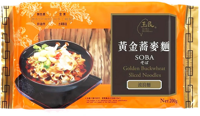 玉民 黃金蕎麥 波浪麵, 200g, 1入