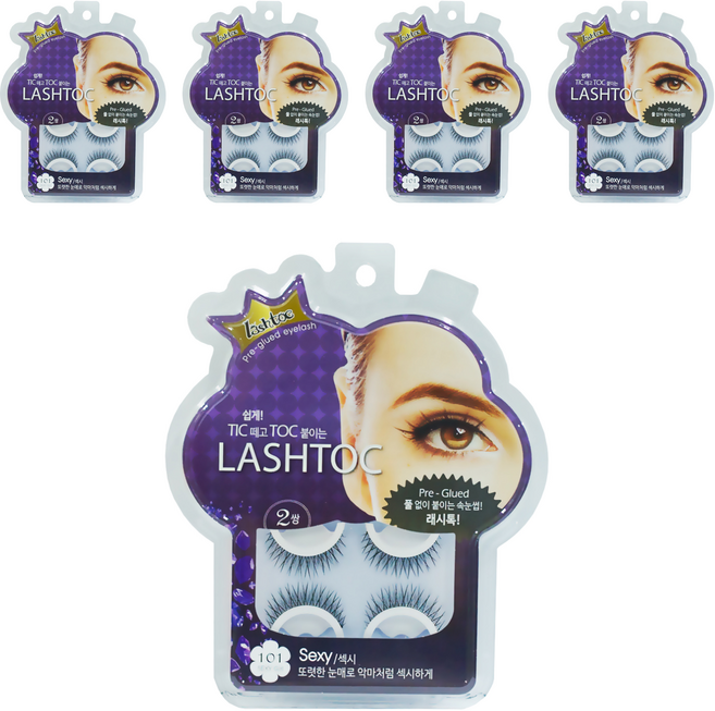 래쉬톡 시즌2 노글루 원터치 인조속눈썹, 섹시, 5개